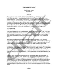 Water / Devils Lake / Sheyenne River / Water quality / Total dissolved solids / Discharge Monitoring Report / Discharge / Maple River / Clean Water Act / Water pollution / Geography of North Dakota / Environment