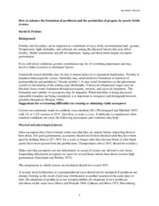 How to enhance perithecial formation and ascospore production