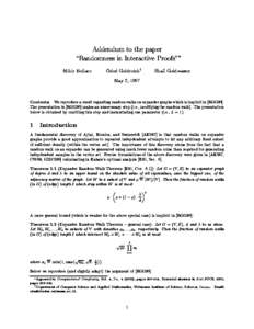 Addendum to the paper \Randomness in Interactive Proofs