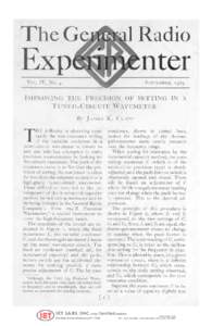 Improving The Precision of Setting In A Tuned-Circuit Wavemeter - GenRad Experimenter Sept 1929