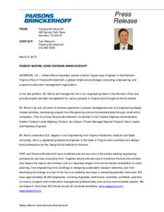 Press Release FROM: Parsons Brinckerhoff 465 Spring Park Place