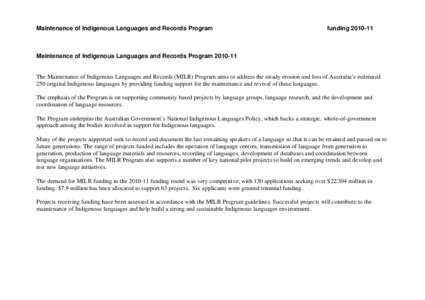 Maintenance of Indigenous Languages and Records Program