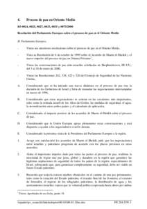 4.  Proceso de paz en Oriente Medio B5-0024, 0025, 0027, 0033, 0035 y[removed]Resolución del Parlamento Europeo sobre el proceso de paz en el Oriente Medio