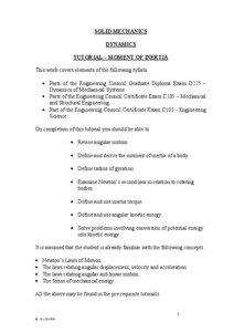 SOLID MECHANICS DYNAMICS TUTORIAL – MOMENT OF INERTIA