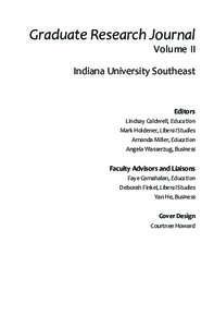 Graduate Research Journal Volume II Indiana University Southeast  Editors