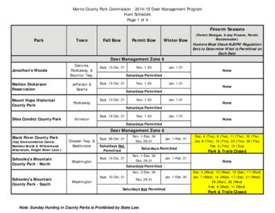 Morris County Park Commission[removed]Deer Management Program