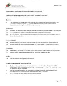 Defence Construction Canada  Version 2.00 GOVERNANCE AND HUMAN RESOURCES COMMITTEE CHARTER