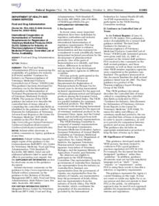 Federal Register / Vol. 79, No[removed]Thursday, October 9, [removed]Notices DEPARTMENT OF HEALTH AND HUMAN SERVICES Food and Drug Administration [Docket No. FDA–2002–D–0268 (formerly Docket No. 2002D–0005)]