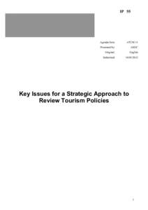 Key Issues for a Strategic Approach to Review Tourism Policies