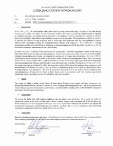 PALM BEACH COUNTY COMMISSION ON ETHICS  COMPLIANCE REVIEW MEMORANDUM To:  Alan Johnson, Executive Director