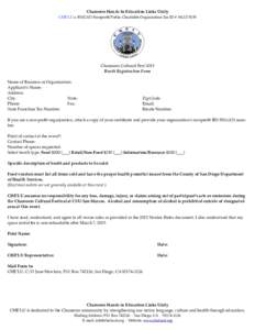 Chamorro Hands In Education Links Unity CHE’LU a 501(C)(3) Nonprofit Public Charitable Organization Tax ID # Chamorro Cultural Fest 2015 Booth Registration Form Name of Business or Organization: