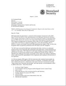 DHS Response to the European Commission’s Report on the Joint Review of the U.S. – EU Passenger Name Record Agreement