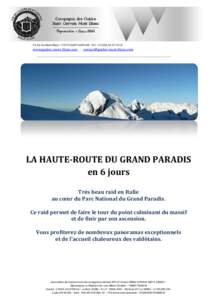 43 rue du Mont-Blanc –74170 SAINT-GERVAIS -Tel +55  www.guides-mont-blanc.com 