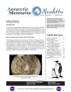 Volume 36, Number 1  February 2013 A periodical issued by the Meteorite Working Group to inform scientists