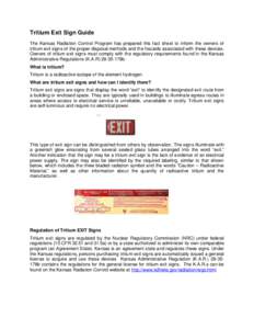 Tritium Exit Sign Owner Responsibilities