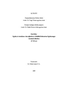 ELTE BTK Néprajztudományi Doktori Iskola vezető: Dr. Voigt Vilmos egyetemi tanár