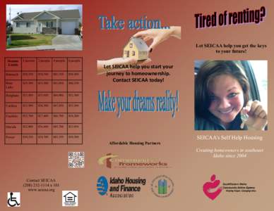 Let SEICAA help you get the keys to your future! Income Limits  1 person 2 people 4 people 6 people