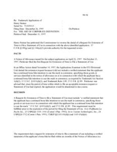 98-94 Re: Trademark Application of Henry Steiner Serial No[removed]Filing Date: December 26, 1995 For: THE ART OF CORPORATE DEFINITION