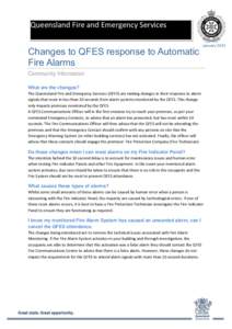 Queensland Fire and Emergency Services  Changes to QFES response to Automatic Fire Alarms  January 2015