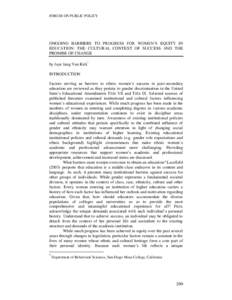 Gender / Discrimination / Education policy / Social inequality / Female education / Title IX / Affirmative action / Feminism / Integrated Postsecondary Education Data System / Social philosophy / Education / Sociology