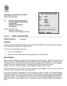 CARES - Multiple PIN's - Operations Memo 01-69