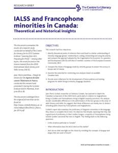 RESEARCH BRIEF  IALSS and Francophone minorities in Canada: Theoretical and historical insights