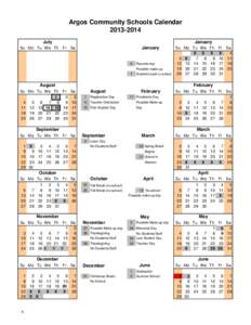 Argos Community Schools Calendar[removed]July January January