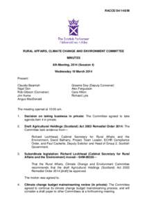 RACCE/S4/14/8/M  RURAL AFFAIRS, CLIMATE CHANGE AND ENVIRONMENT COMMITTEE MINUTES 8th Meeting, 2014 (Session 4) Wednesday 19 March 2014