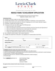 LCSC SCHOLARSHIP APPLICATION