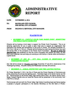 ADMINISTRATIVE REPORT DATE: NOVEMBER 14, 2014