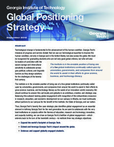 Georgia Institute of Technology  Global Positioning Strategy September 2012