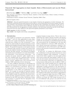 Commun. Theor. Phys–503  Vol. 56, No. 3, September 15, 2011 Nanoscale Tail Aggregation in Ionic Liquids: Roles of Electrostatic and van der Waals Interactions∗