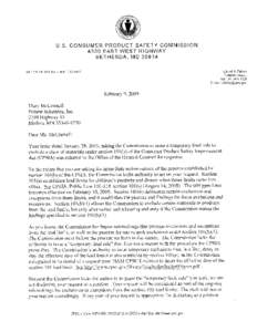 Response from CPSC General Counsel to Request for Exclusion from Lead Limits under Section 101(b) of the CPSIA - Polaris Industries, American Suzuki Motor Corporation, Arctic Cat Inc., Kawasaki Motors Corp., U.S.A., Amer