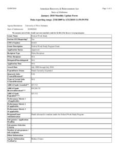 American Recovery & Reinvestment Act State of Alabama January 2010 Monthly Update Form Data reporting range: to:59:59 PM