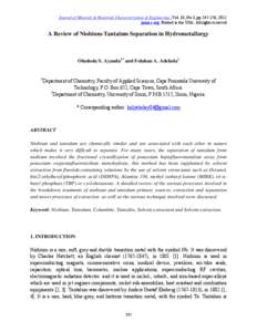 Journal of Minerals & Materials Characterization & Engineering, Vol. 10, No.3, pp[removed], 2011 jmmce.org Printed in the USA. All rights reserved