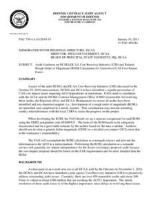 DEFENSE CONTRACT AUDIT AGENCY DEPARTMENT OF DEFENSE 8725 JOHN J. KINGMAN ROAD, SUITE 2135 FORT BELVOIR, VA[removed]IN REPLY REFER TO