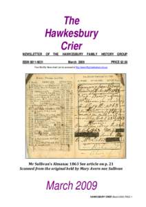 The Hawkesbury Crier NEWSLETTER ISSN