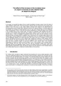 The effect of the increase in the monetary base on Japan's economy at zero interest rates: an empirical analysis - BIS Papers No 19, part 12, October 2003