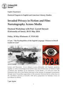 English Department  Doctoral Program in English and American Literary Studies Invaded Privacy in Fiction and Film: Narratography Across Media