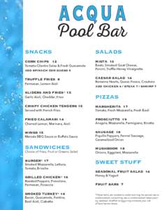 ACQUA  Pool Bar SNACKS  SALADS