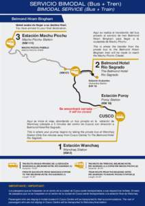 SERVICIO BIMODAL (Bus + Tren) BIMODAL SERVICE (Bus + Train) Belmond Hiram Bingham Usted acaba de llegar a su destino final.