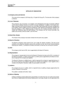 Demerger Plan Appendix 1 ARTICLES OF ASSOCIATION  1 § Company name and domicile