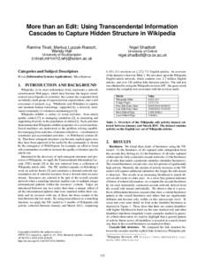 Digital media / Wikipedia / Wikis / Social information processing / Wikimedia projects / World Wide Web / Collaboration / Burstiness / WikiProject / Wiki / Information cascade