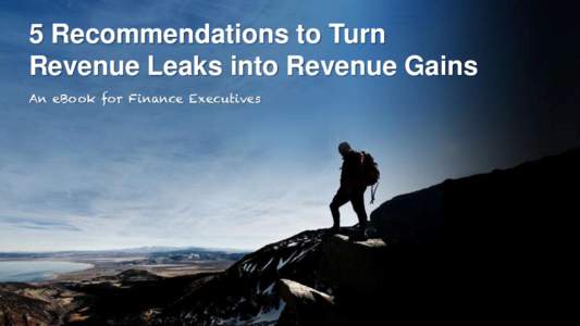 5 Recommendations to Turn Revenue Leaks into Revenue Gains An eBook for Finance Executives Hidden Risk: ERP Revenue Leaks Companies need to capture all revenue possible. Finance teams may be