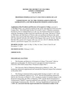 BEFORE THE DISTRICT OF COLUMBIA ZONING COMMISSION Case No[removed]PROPOSED FINDINGS OF FACT AND CONCLUSIONS OF LAW SUBMITTED BY ANC 2E, THE CITIZENS ASSOCIATION OF GEORGETOWN, AND THE BURLEITH CITIZENS ASSOCIATION