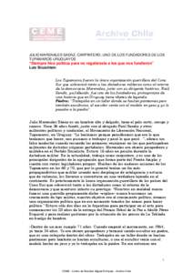 JULIO MARENALES SAENZ, CARPINTERO, UNO DE LOS FUNDADORES DE LOS TUPAMAROS URUGUAYOS “Siempre hice política para no regalársela