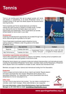 Tennis in Australia / ITF Wheelchair Tennis Tour / United States Tennis Association / Sports / Tennis / Wheelchair tennis