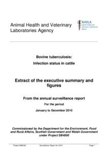 Animal Health and Veterinary Laboratories Agency Bovine tuberculosis: Infection status in cattle