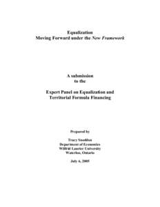 Equalization Moving Forward under the New Framework A submission to the Expert Panel on Equalization and