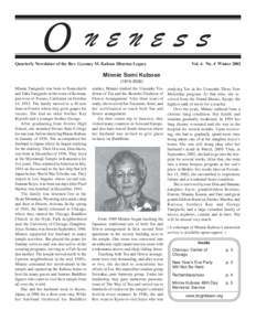 O  N E N E S S Quarterly Newsletter of the Rev. Gyomay M. Kubose Dharma Legacy